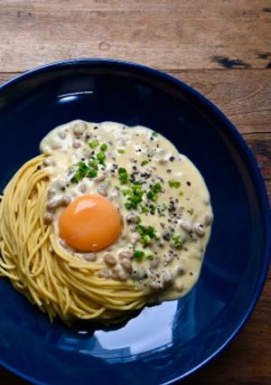 糖質制限！和えるだけ簡単納豆カルボナーラ-レシピのメイン写真