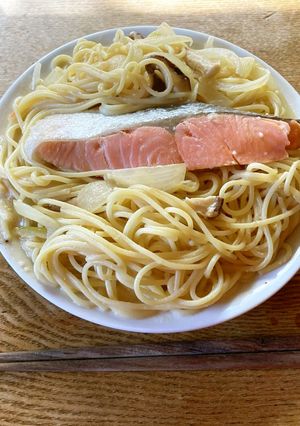 豆乳と鮭のスープスパゲッティ-レシピのメイン写真