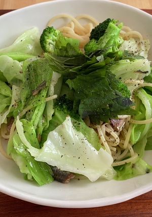 【缶つまで作る】緑の野菜のパスタ！-レシピのメイン写真