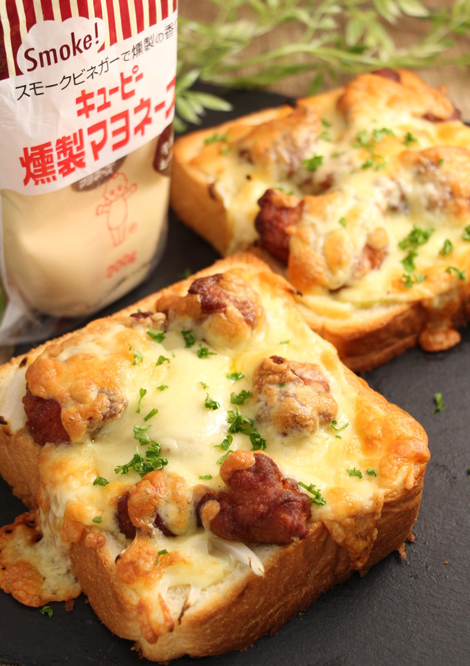 簡単！燻製唐揚げチーズトースト　-レシピのメイン写真