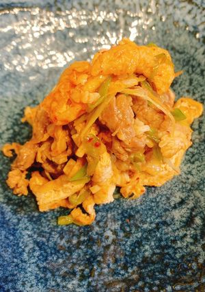 豚コマ、キムチ、油揚げ、ネギの常備菜-レシピのメイン写真