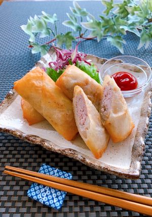ハンバーグのたねで★簡単春巻き-レシピのメイン写真