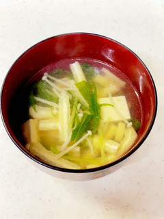 えのき 豆腐 油揚げ 水菜の味噌汁^^-レシピのメイン写真