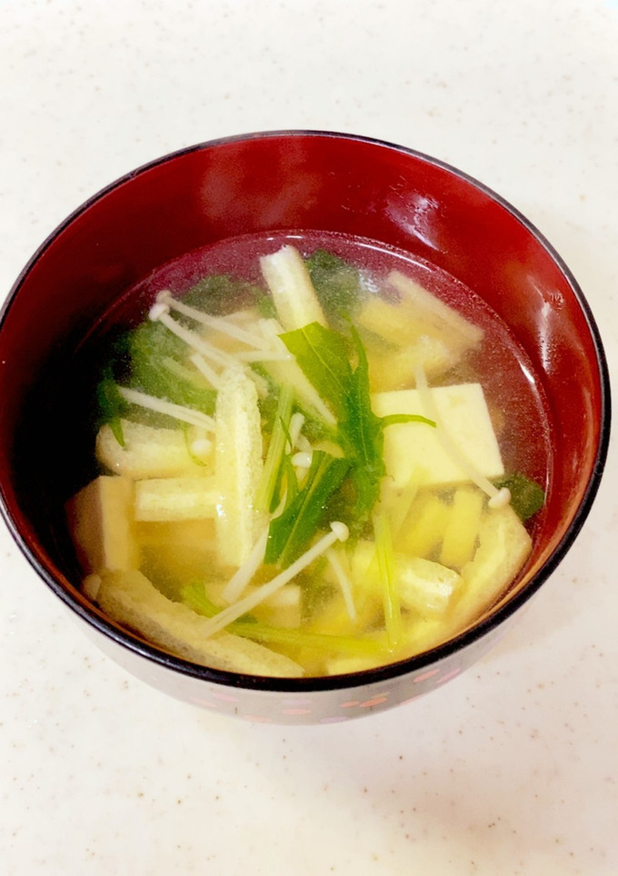 えのき 豆腐 油揚げ 水菜の味噌汁^^-レシピのメイン写真