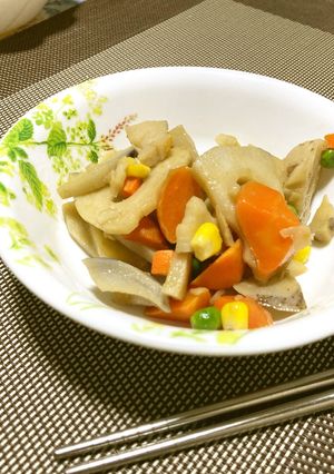 れんこんと人参のカラフル煮物-レシピのメイン写真