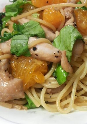 惚れた♪オレンジとサラダ菜のパスタ♪-レシピのメイン写真