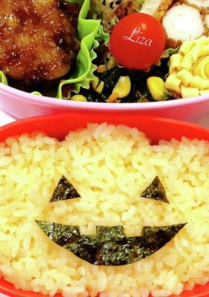 超簡単キャラ弁☆かぼちゃオバケ-レシピのメイン写真