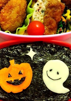超簡単キャラ弁☆オバケ＆かぼちゃオバケ-レシピのメイン写真