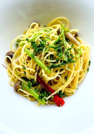 空芯菜と和山椒の和風ペペロンチーノ-レシピのメイン写真