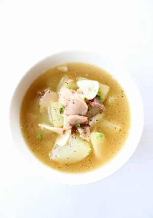 【ハヤトウリとベーコンのにんにくスープ】-レシピのメイン写真