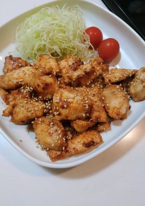 簡単！お肉柔らか♪鶏胸肉のごま醤油焼き♪-レシピのメイン写真