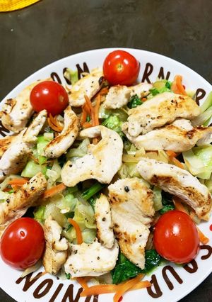 100たっぷり野菜炒めと鶏むね肉のソテー-レシピのメイン写真