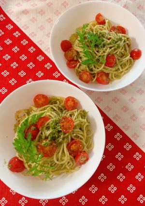 にんじんの葉っぱジェノベーゼパスタ-レシピのメイン写真
