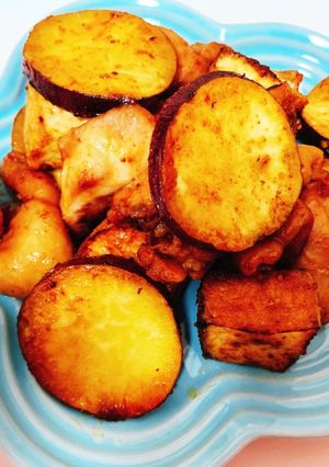 鶏モモとさつまいもの甘味噌炒め-レシピのメイン写真