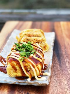 マヨソースでお好み焼き風卵焼き。-レシピのメイン写真