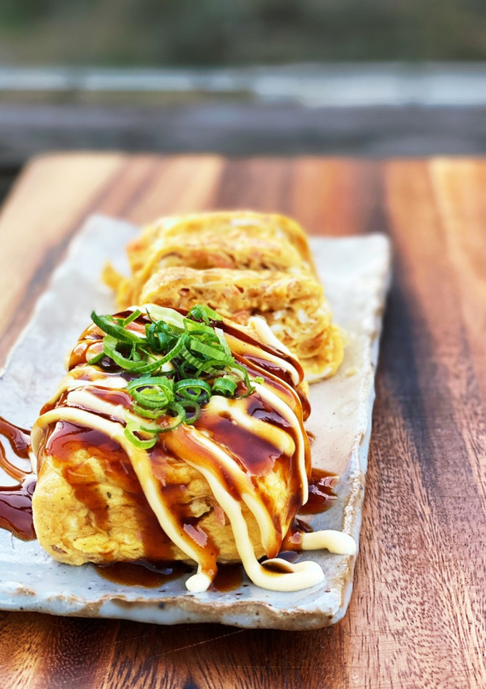 マヨソースでお好み焼き風卵焼き。-レシピのメイン写真
