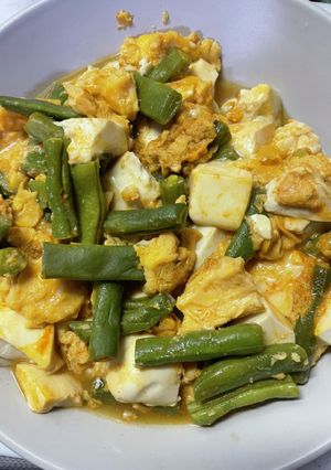豆腐とインゲンのピリ辛卵とじ-レシピのメイン写真