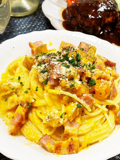 ベーコンとかぼちゃのクリームパスタ♪-レシピのメイン写真
