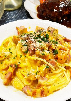 ベーコンとかぼちゃのクリームパスタ♪-レシピのメイン写真