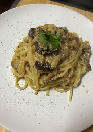 キノコソース絡めた濃厚パスタ-レシピのメイン写真