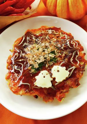 ハロウィンに！キムチお好み焼き-レシピのメイン写真