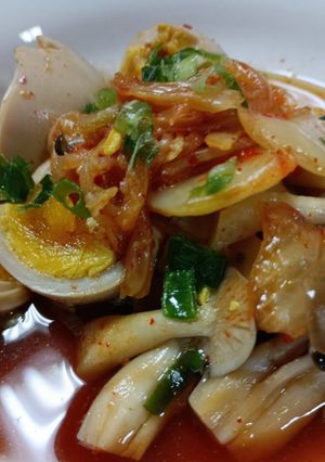 味玉ときのこのキムチ煮-レシピのメイン写真