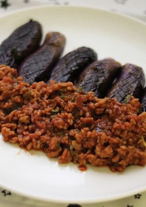 くせになる♪秋茄子のピリ辛肉味噌がけ-レシピのメイン写真