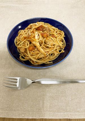さば缶とトマトのパスタ-レシピのメイン写真