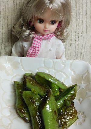 リカちゃん♡スナップエンドウめんつゆ炒め-レシピのメイン写真