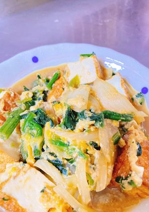 厚揚げと玉ねぎとほうれん草の卵とじ-レシピのメイン写真