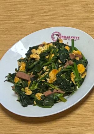 簡単副菜！ほうれん草とスパムの卵炒め-レシピのメイン写真