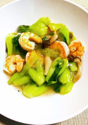 たっぷり青梗菜と海老の帆立貝柱あんかけ-レシピのメイン写真