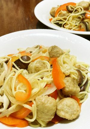 ハロゥインには、和風肉団子パスタ-レシピのメイン写真