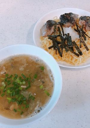 塩ラーメンとサバ缶で、サバ塩つけ麺!-レシピのメイン写真