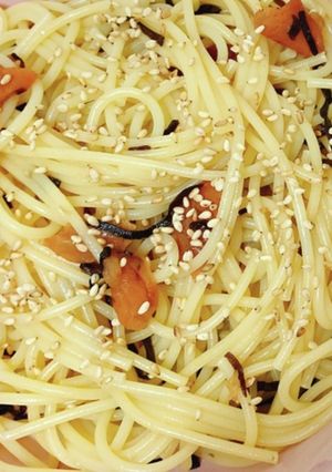混ぜるだけ！梅と塩昆布のあっさりパスタ-レシピのメイン写真