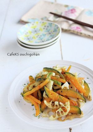 味付けシンプル！かぼちゃ蓮根の塩きんぴら-レシピのメイン写真