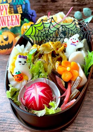 神無月28　春巻き　ハロウィン弁当-レシピのメイン写真