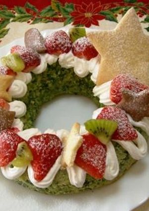 ほうれん草でクリスマスリースケーキ-レシピのメイン写真