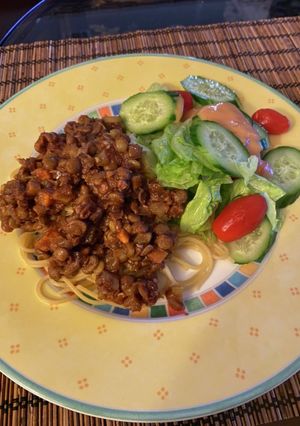 ビーガン　レンズ豆のミートソースパスタ-レシピのメイン写真
