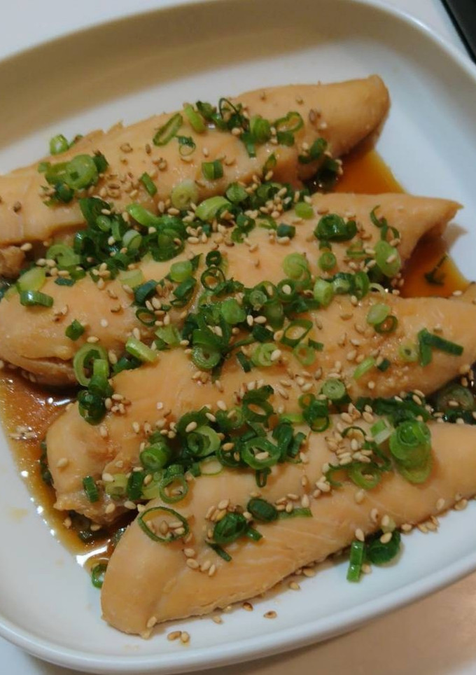 簡単！レンジで♪鶏ささみのスタミナ蒸し♪-レシピのメイン写真