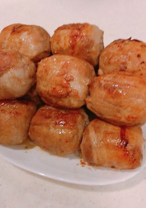 豚ロースをグリル、3種類の肉巻きおにぎり-レシピのメイン写真