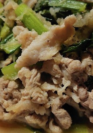 小松菜みぞれ豚肉炒め(うどんたれにも)-レシピのメイン写真