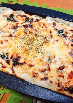 鮭、ほうれん草、里芋、きのこの秋グラタン-レシピのメイン写真