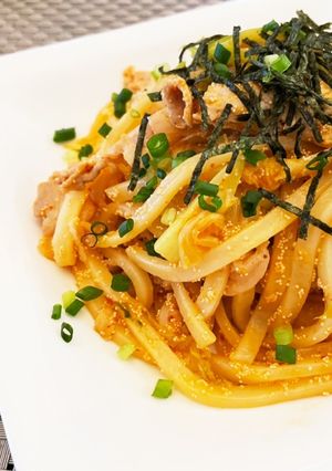お酒がすすむ♡明太キムチうどん-レシピのメイン写真
