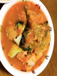 鶏団子と野菜のトマト煮風スープ-レシピのメイン写真