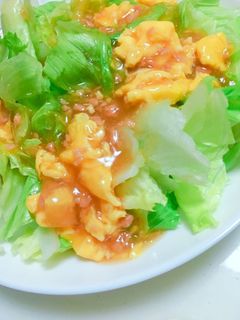 山盛りレタスをたまご鮭フレークあんかけで-レシピのメイン写真