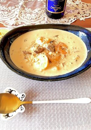 ポルチーニと海老のチーズリゾット-レシピのメイン写真