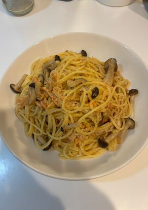 きのこたっぷり和風パスタ（鮭ほぐし入り）-レシピのメイン写真