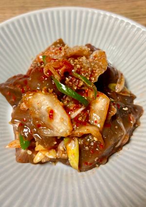 鰹のづけとねぎのキムチ和え-レシピのメイン写真