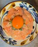 相葉マナブ☆漬けサーモンのネギ玉丼